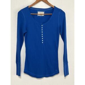 VTG 90s Y2K Aeropostale Long Sleeve Henley Top L Blue Elena Gilbert Bella Swan